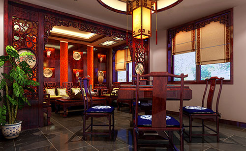 龙州古典中式风格茶楼包间设计装修效果图